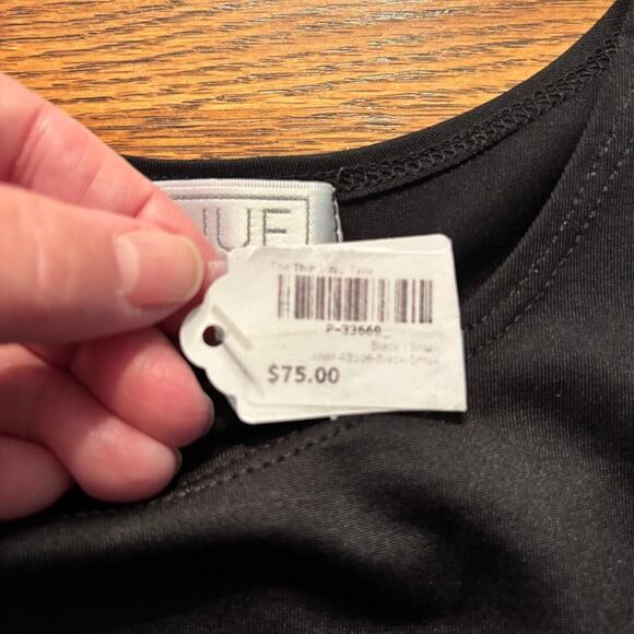 A'nue Thin Strap Tank Top Stretchy Black Women's Size Small Made in USA NWT - Picture 4 of 11